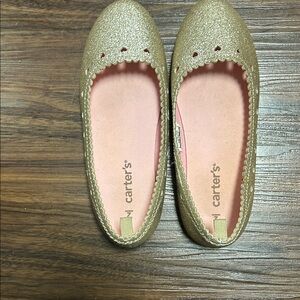 Carter's Glittery Gold Flats Size 2 Girls One Wear Free Shipping